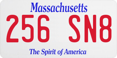 MA license plate 256SN8