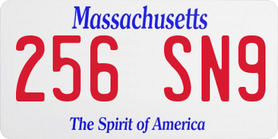 MA license plate 256SN9