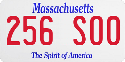 MA license plate 256SO0