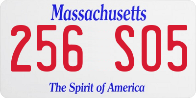 MA license plate 256SO5