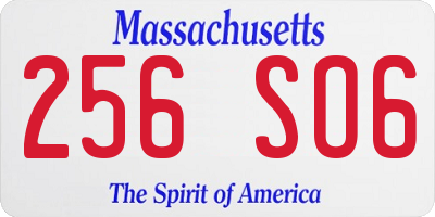MA license plate 256SO6