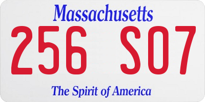 MA license plate 256SO7