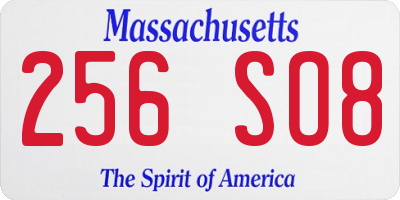 MA license plate 256SO8