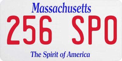 MA license plate 256SP0