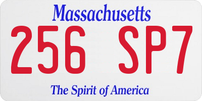MA license plate 256SP7