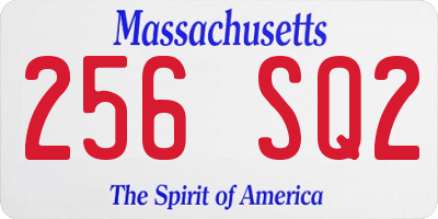 MA license plate 256SQ2