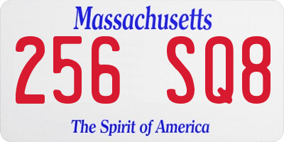 MA license plate 256SQ8