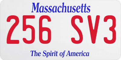 MA license plate 256SV3