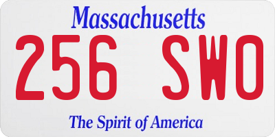 MA license plate 256SW0