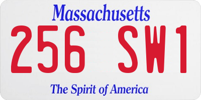 MA license plate 256SW1