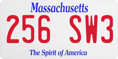 MA license plate 256SW3