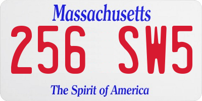 MA license plate 256SW5