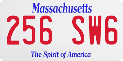 MA license plate 256SW6