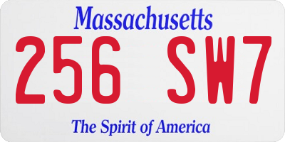 MA license plate 256SW7