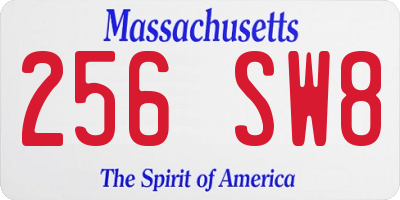 MA license plate 256SW8