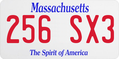 MA license plate 256SX3