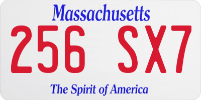 MA license plate 256SX7