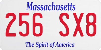 MA license plate 256SX8