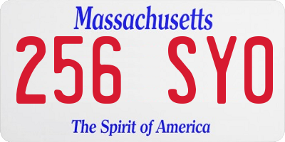 MA license plate 256SY0