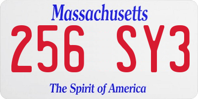 MA license plate 256SY3