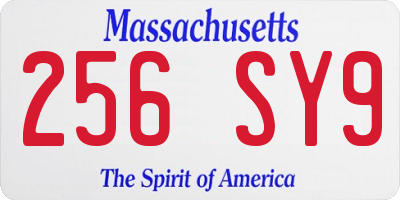 MA license plate 256SY9