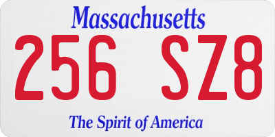 MA license plate 256SZ8
