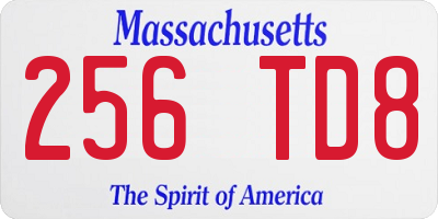 MA license plate 256TD8
