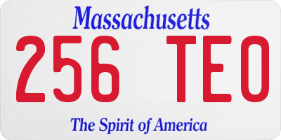 MA license plate 256TE0