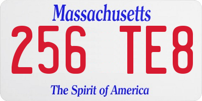 MA license plate 256TE8