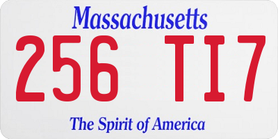 MA license plate 256TI7