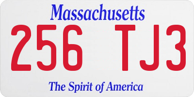 MA license plate 256TJ3