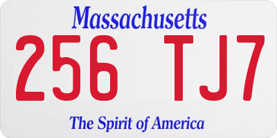 MA license plate 256TJ7