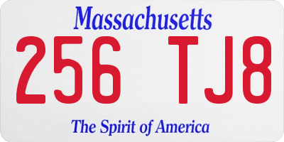 MA license plate 256TJ8