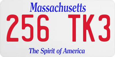 MA license plate 256TK3