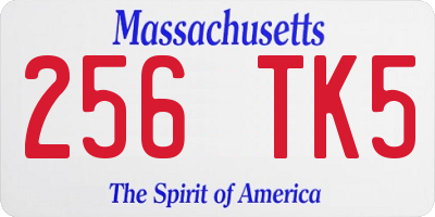 MA license plate 256TK5