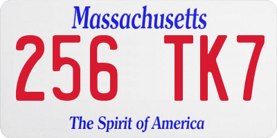 MA license plate 256TK7