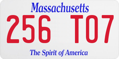 MA license plate 256TO7