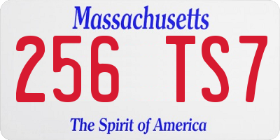 MA license plate 256TS7