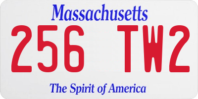 MA license plate 256TW2