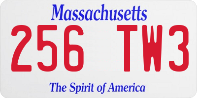 MA license plate 256TW3