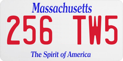 MA license plate 256TW5
