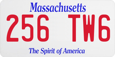 MA license plate 256TW6