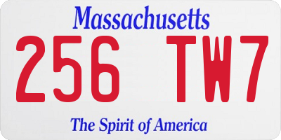 MA license plate 256TW7