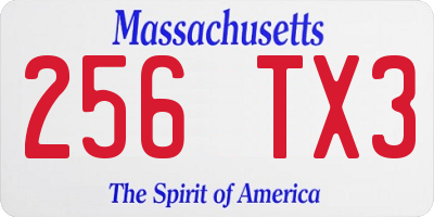 MA license plate 256TX3