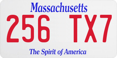 MA license plate 256TX7