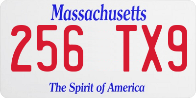 MA license plate 256TX9