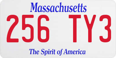 MA license plate 256TY3