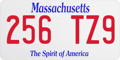 MA license plate 256TZ9