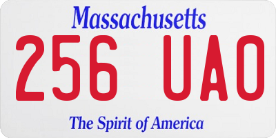 MA license plate 256UA0
