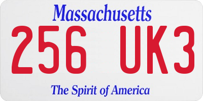 MA license plate 256UK3